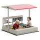 image 1 of Outsunny Kids Wooden Sandbox w/ Canopy, Kitchen Toys, Seat, Storage, for Outdoor