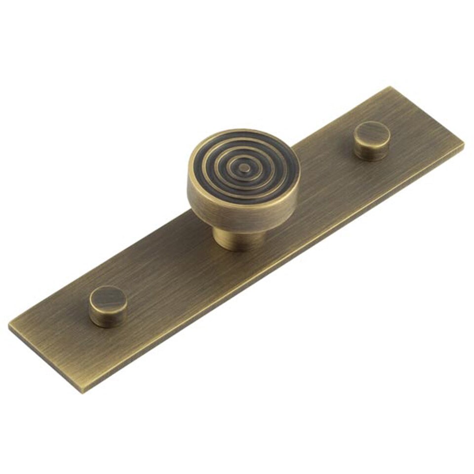 image 1 of Elegant 30mm Antique Brass Cupboard Knob with Plain Backplate - Kitchen Cabinet Knob