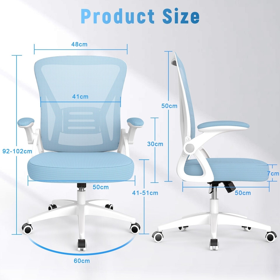 image 1 of Rattantree Ergonomic Office Chair with Flip Up Armrests & Lumbar Support