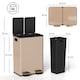 image 5 of HOMCOM Dual Kitchen Bin, 2 x 28L Stainless Steel Double Rubbish Bin with Soft Close Lid, Removable Inner Buckets, Fingerprint-Proof for Recycling and Waste, Gold Tone | Gold | 28L