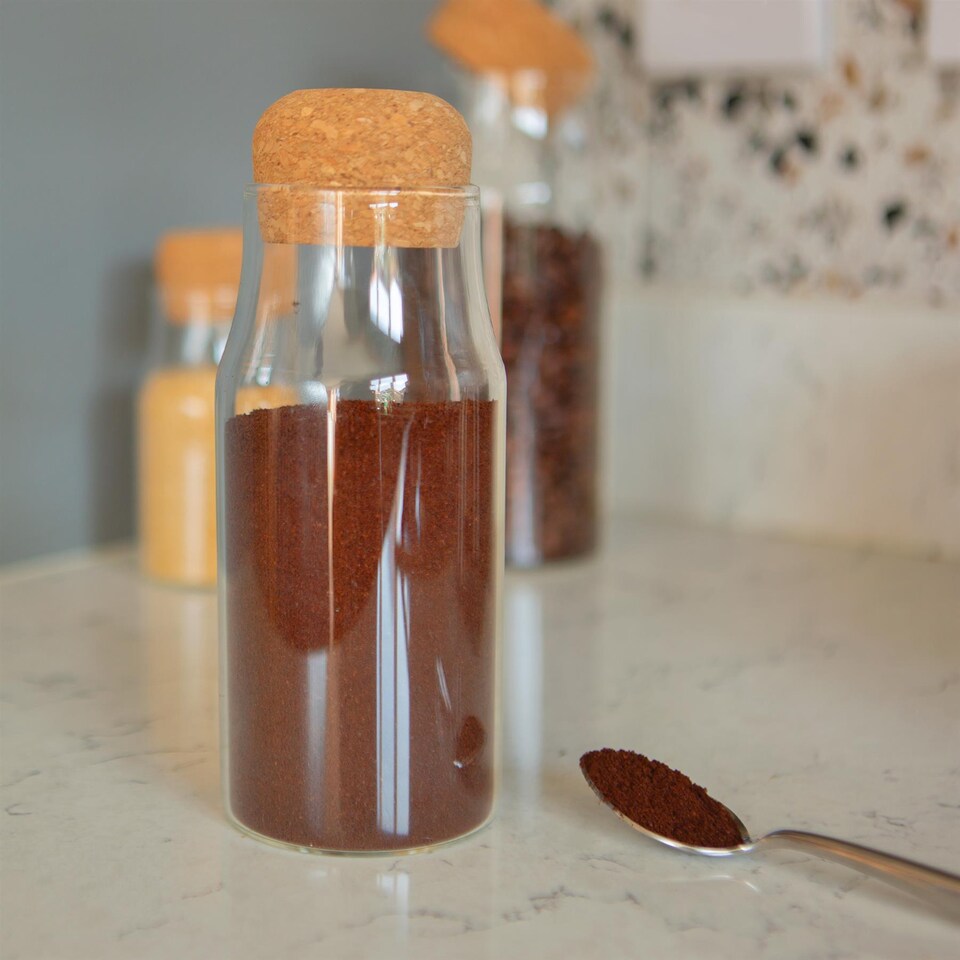 image 1 of Argon Tableware Glass Storage Bottles with Cork Lids - 375ml - Pack of 3