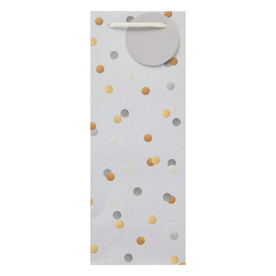 image 1 of Multipack of 3 Bottle Gift Bags | Party Bags for Presents | Birthdays/Weddings | For Him/Her/Friend | Confetti Sprinkle Design Silver