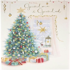 Christmas Card for Grandparents Grandma and Grandad Traditional Christmas Tree Design