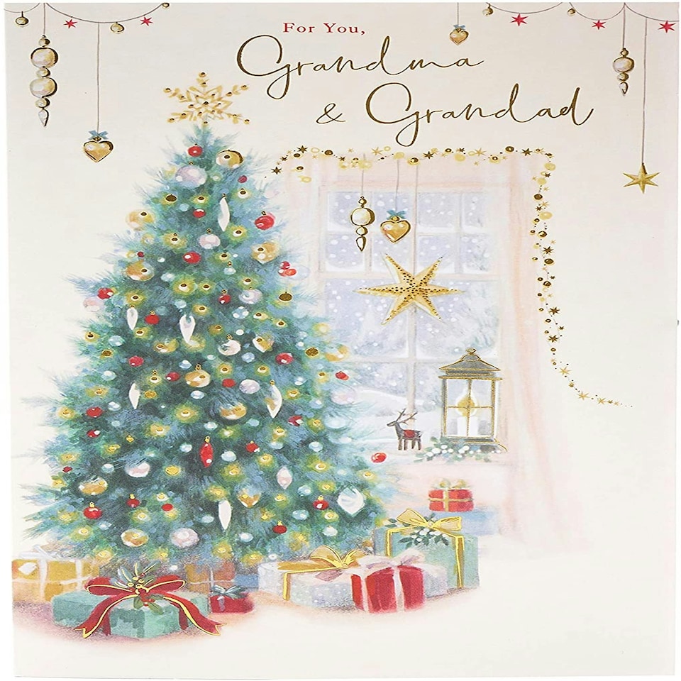 image 1 of Christmas Card for Grandparents Grandma and Grandad Traditional Christmas Tree Design