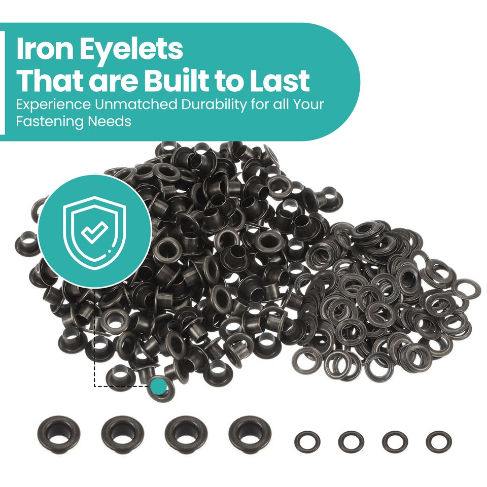 image 1 of 4mm Eyelets with Washers Durable Iron Grommets for DIY Project-100pcs