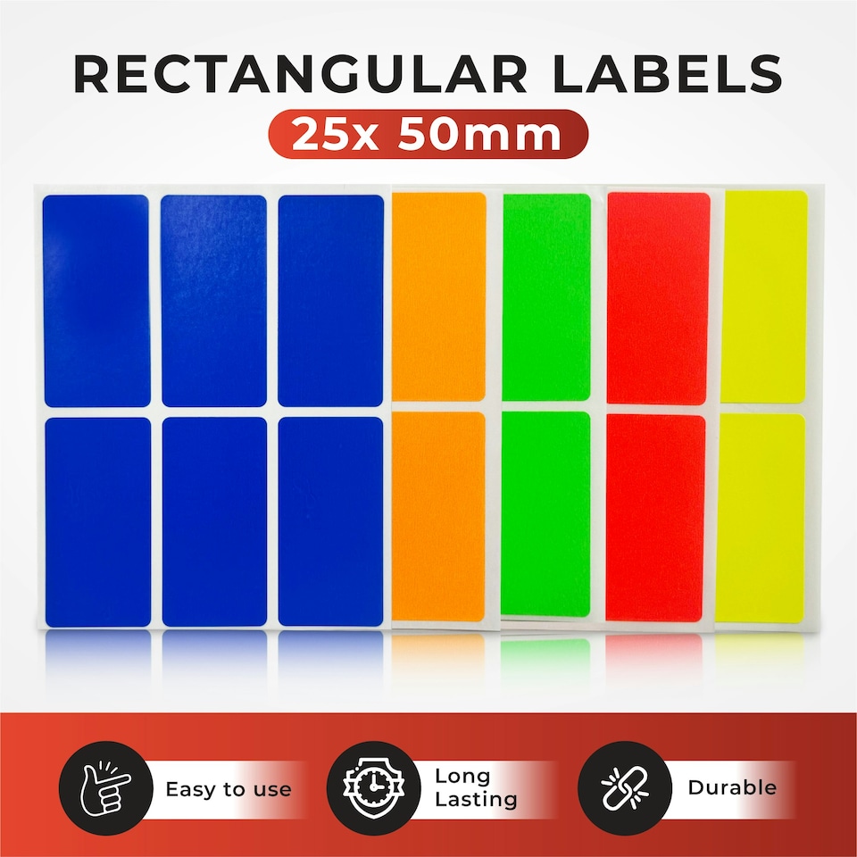 image 1 of Pack of 24 Fluorescent Orange 25x50mm Rectangular Labels - Adhesive Stickers