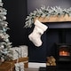 image 5 of 50cm Winter White Faux Fur Hanging Christmas Stocking with Pom Poms
