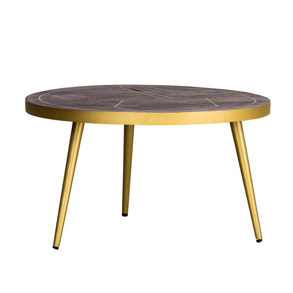 image 1 of Jusleen Solid Mango Wood Round Coffee Table Brown
