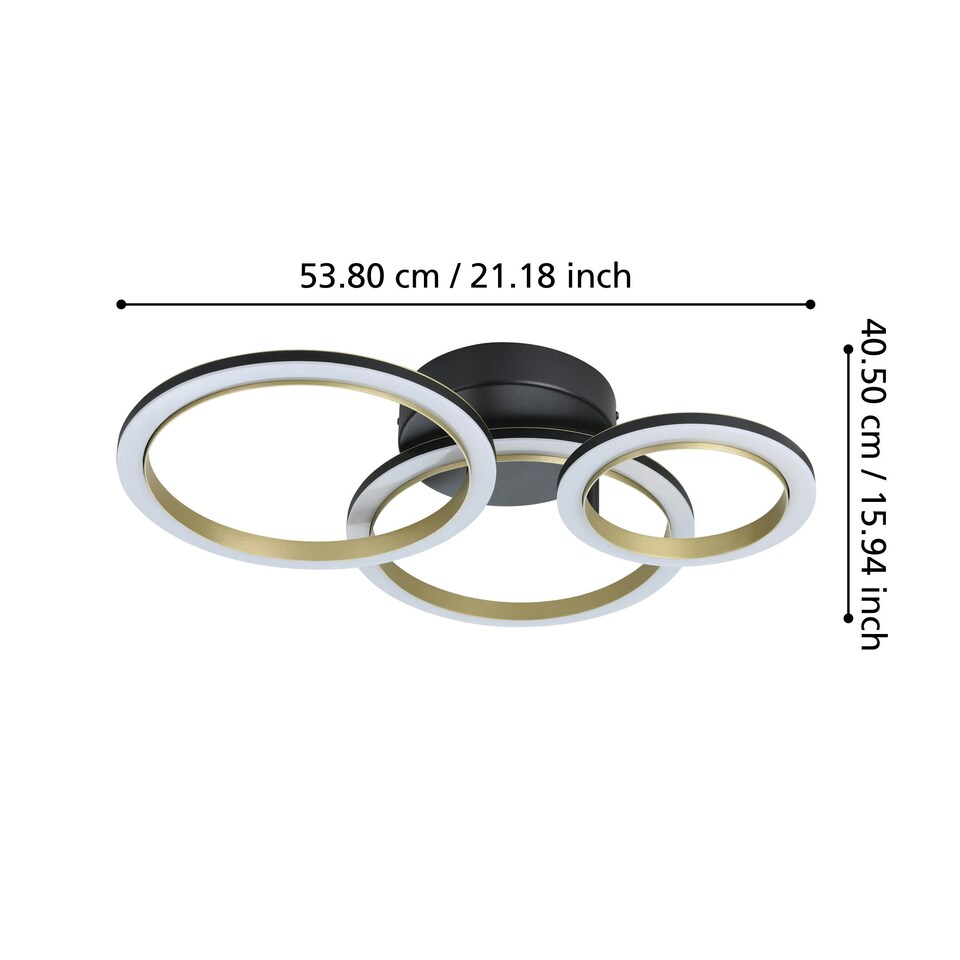 image 1 of EGLO Calliera Black & Brass Steel LED Circle Modern Ceiling Light
