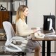 image 8 of Vinsetto Office Stool, 360 Degree Swivel Height Adjustable Chair, Light Grey 