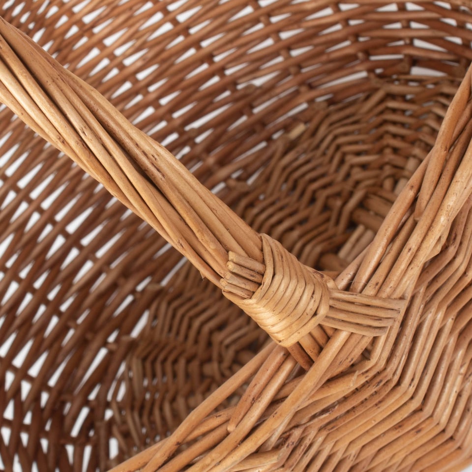 image 1 of Basket Double Steamed Oval Shopping Basket | Brown | Brown | S