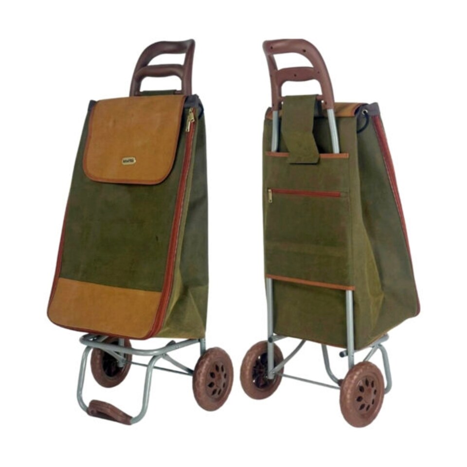 image 1 of 2 Wheel Faux Leather Lightweight Foldable Shopping Trolley 30 x 39 x 60 cm