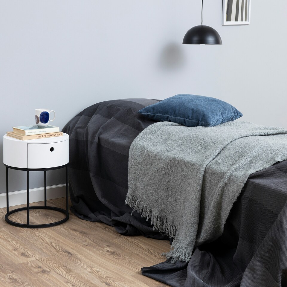 image 1 of Polo Round Bedside Table in White and Black