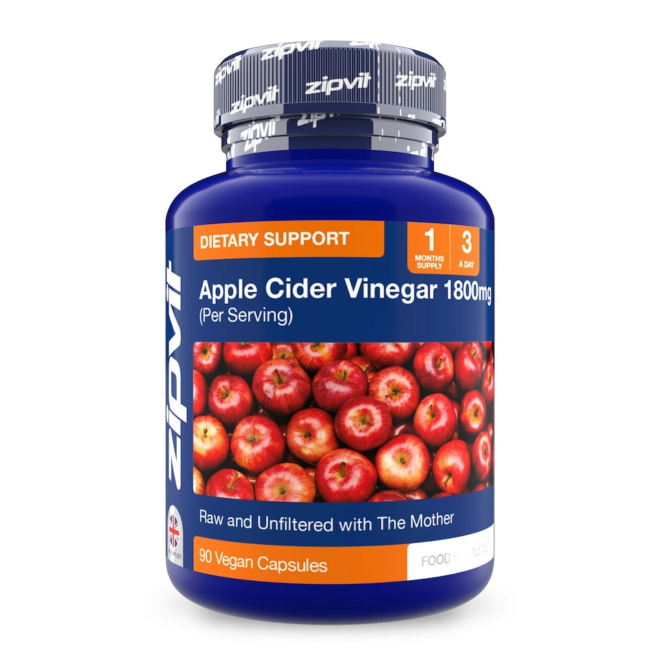 image 1 of Zipvit Apple Cider Vinegar with Mother 1200mg, 90 Vegan Capsules, Raw & Unfiltered ACV, High Strength, No Aftertaste