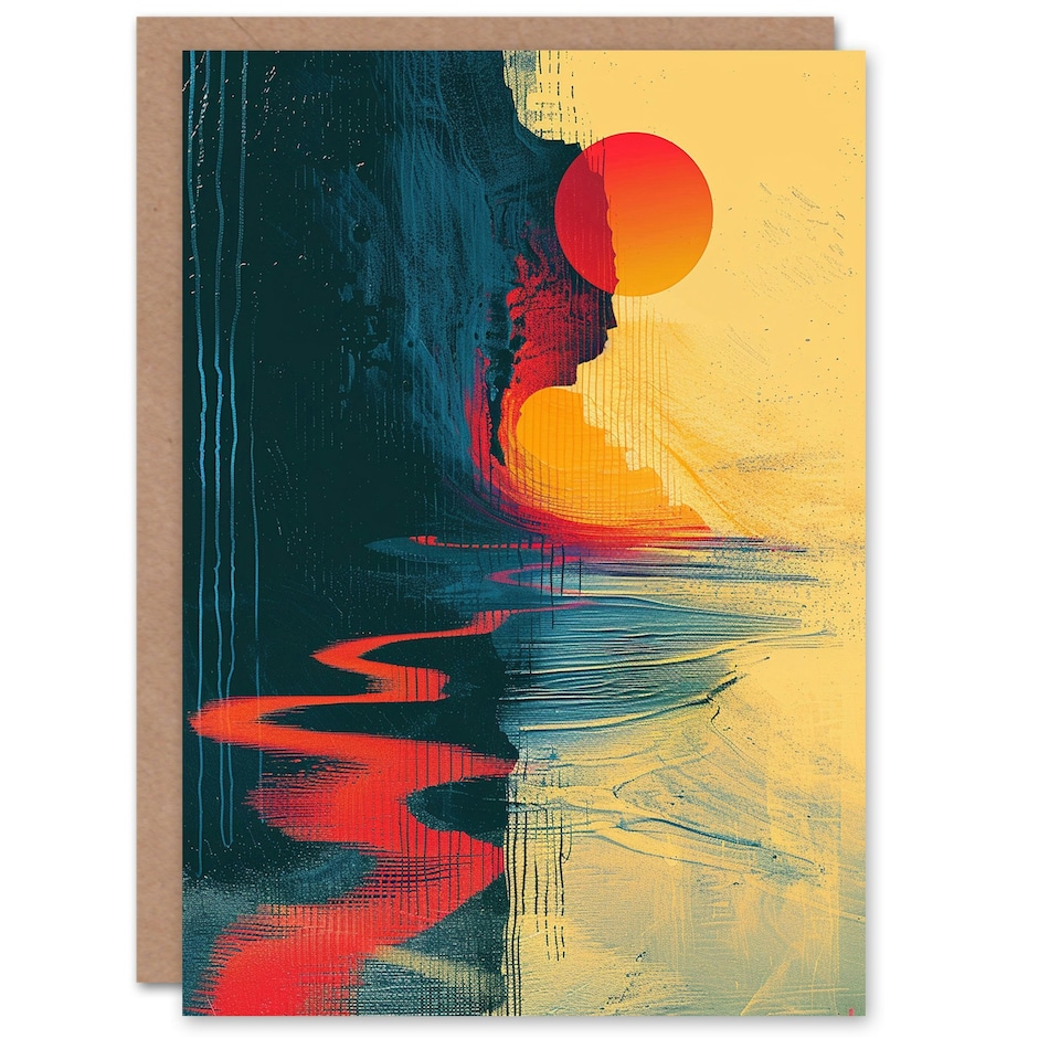 image 1 of Thailand Coastal Cliff Sunset Abstract Art Birthday Card