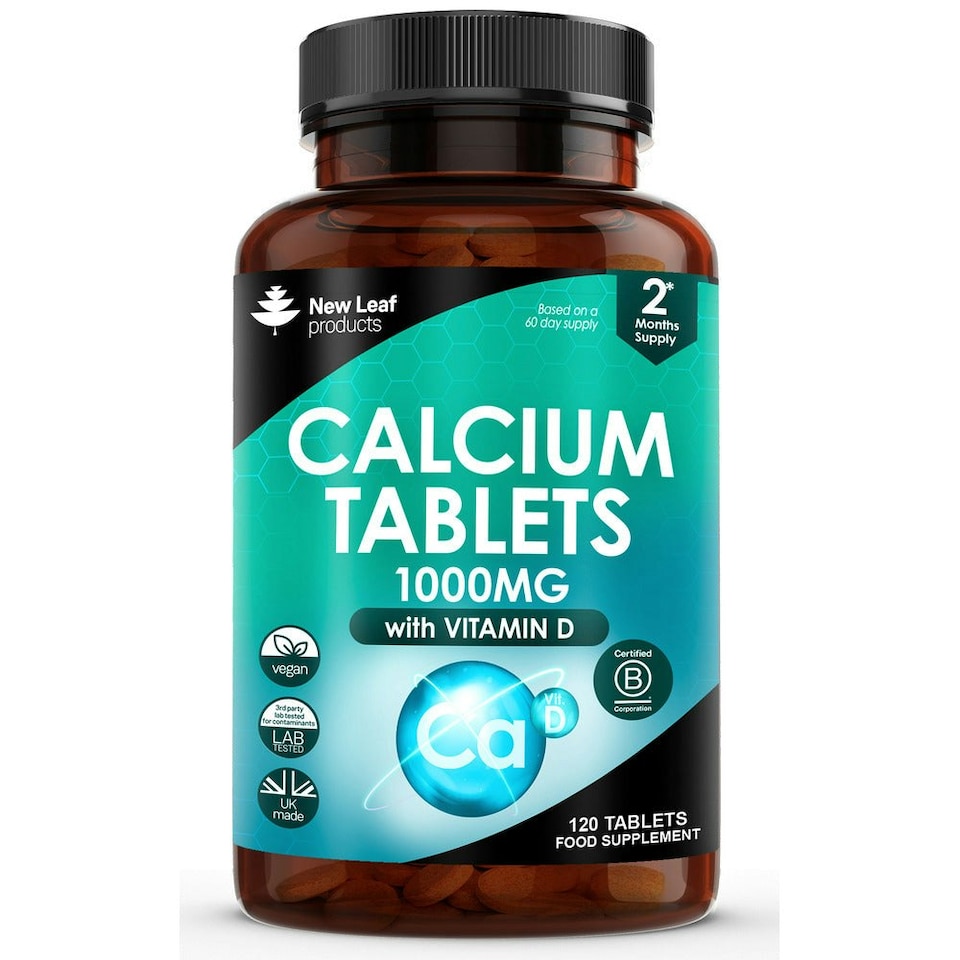 image 1 of Calcium Tablets With Vitamin D - Bones & Joints, and Immune Support - Vegan 120 Tablets