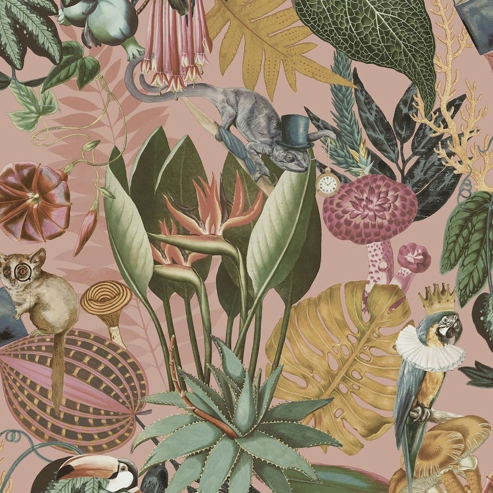 image 1 of Holden Décor Wonderland Tropical Wallpaper - Blush - 10m x 53cm | Pink
