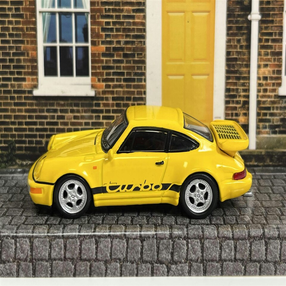 image 1 of Porsche 911 Turbo Yellow 1:64 Scale Tarmac Works Schuco T64S009YL