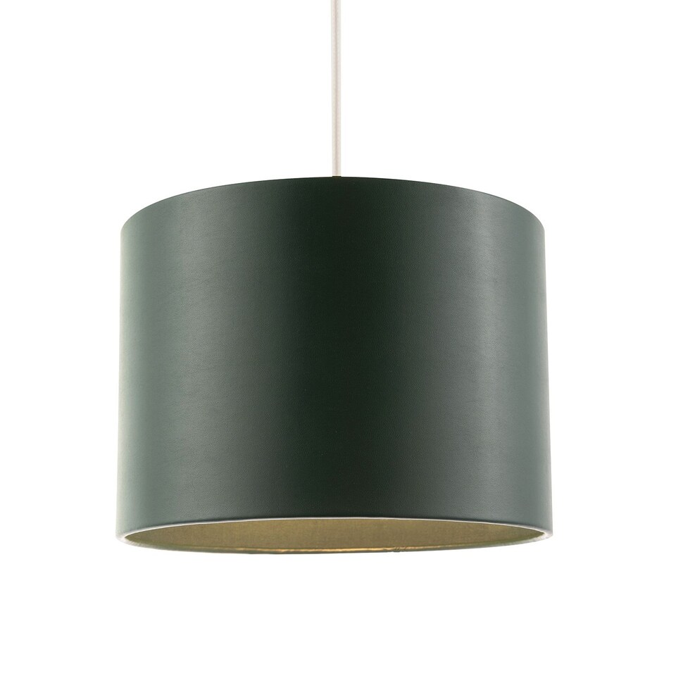 image 1 of Classic Forest Green Faux Leather Lamp Shade with Inner Cotton Lining | Green | Forest Green | 1