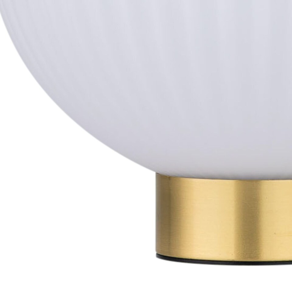 image 1 of Set of 2 Betchley - Battery Operated Satin Brass Lamp with White Glass | Gold | White | Medium | 2