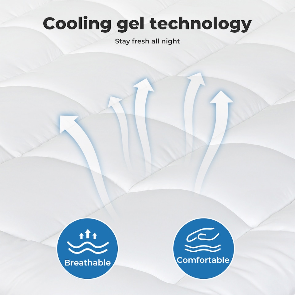 image 1 of Lavio Quilted Mattress Protector Thick Cooling Gel Memory Foam Bed Cover | White | King