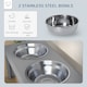 image 4 of PawHut Raised Dog Bowls Pet Feeder Raised Elevated Stainless Steel Food Grey