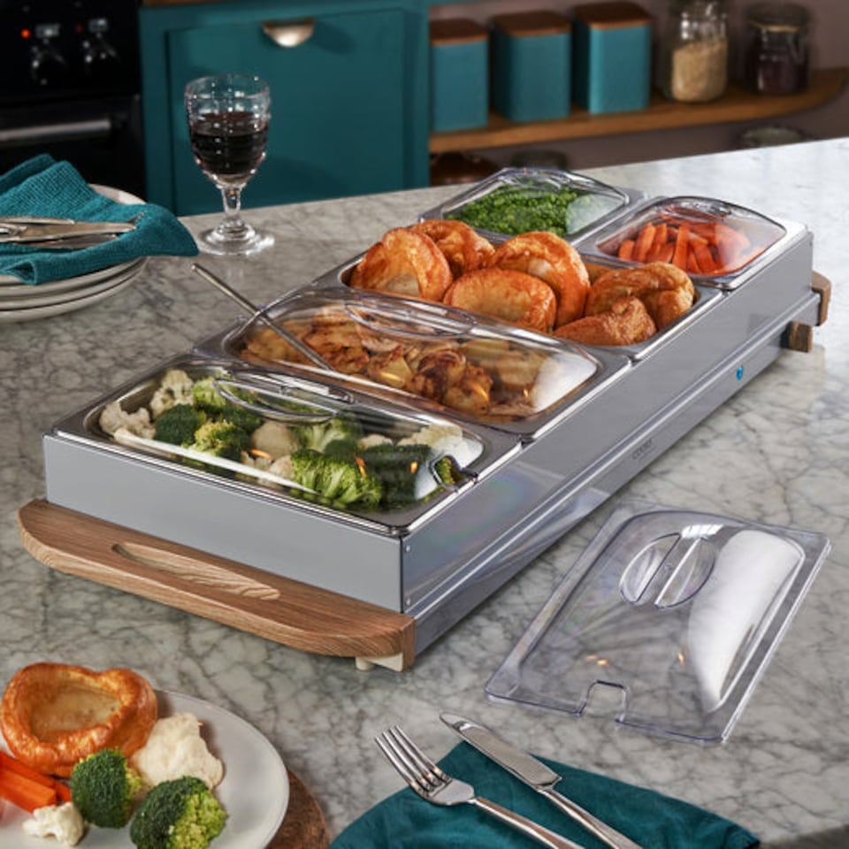 image 1 of Cooks Professional 5-Section Buffet Warmer 9.6L with Hotplate Function | Grey | 5-Section