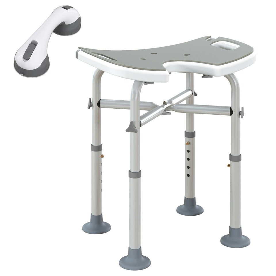 image 1 of HOMCOM Aluminium Shower Stool for Elderly Disabled Bath Stool Grey