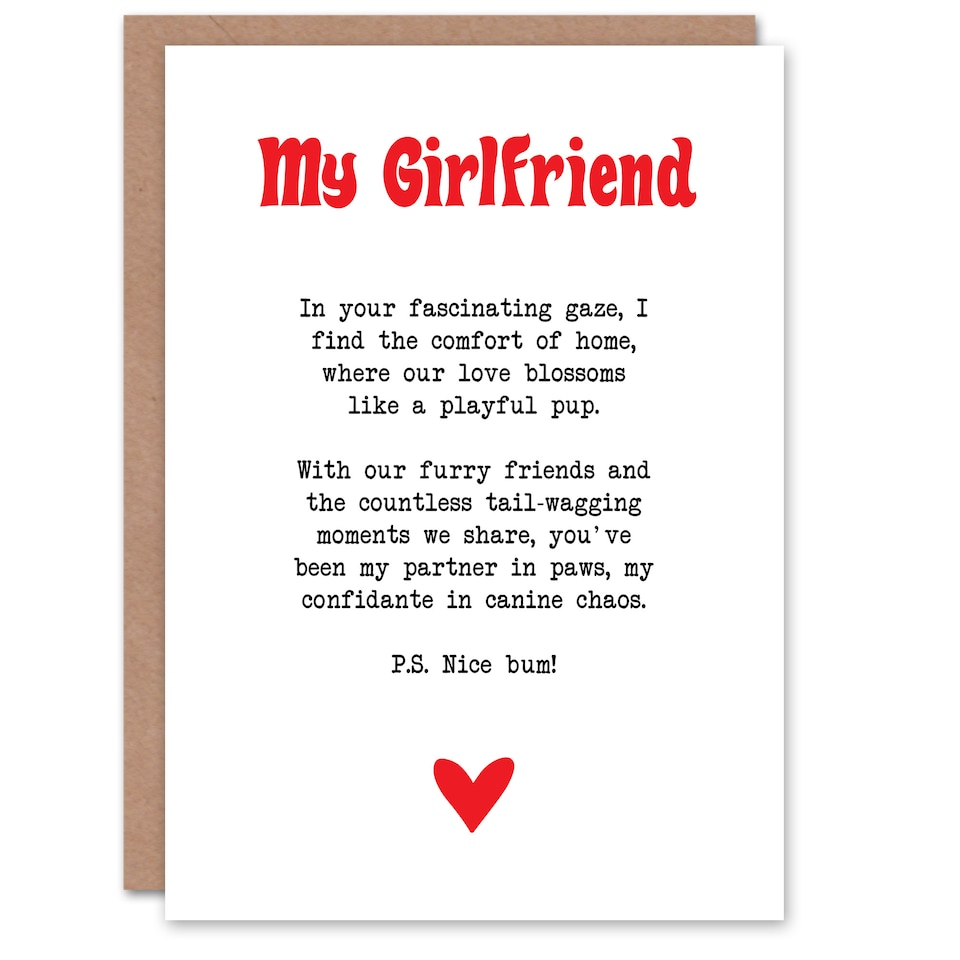 image 1 of Greeting Card Love Poem Dog Lover Girlfriend Romantic Valentine's Day