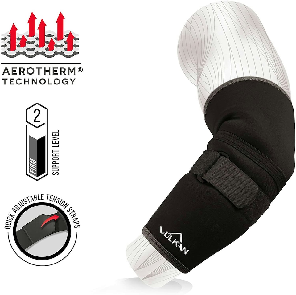 image 1 of Vulkan Classic Elbow Support with Strap | Black | L