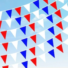 Red Blue White Bunting 40m - 80 Flags Pennant Multi