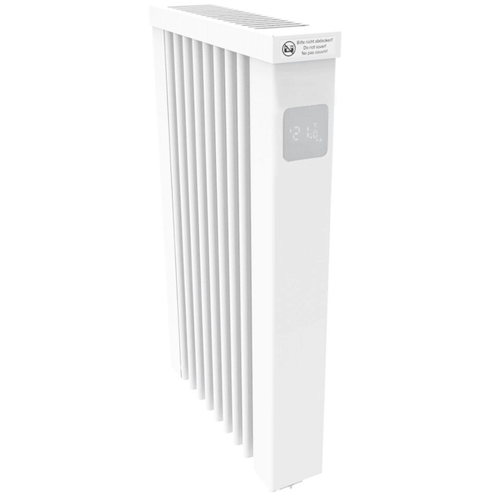 image 1 of 380mm (W) x 610mm (H) - White Wi-Fi Ceramic Clay Core Electric Radiator (Girona) - 650 Watts - Depth 90mm + Castors - Heats up to 6m²