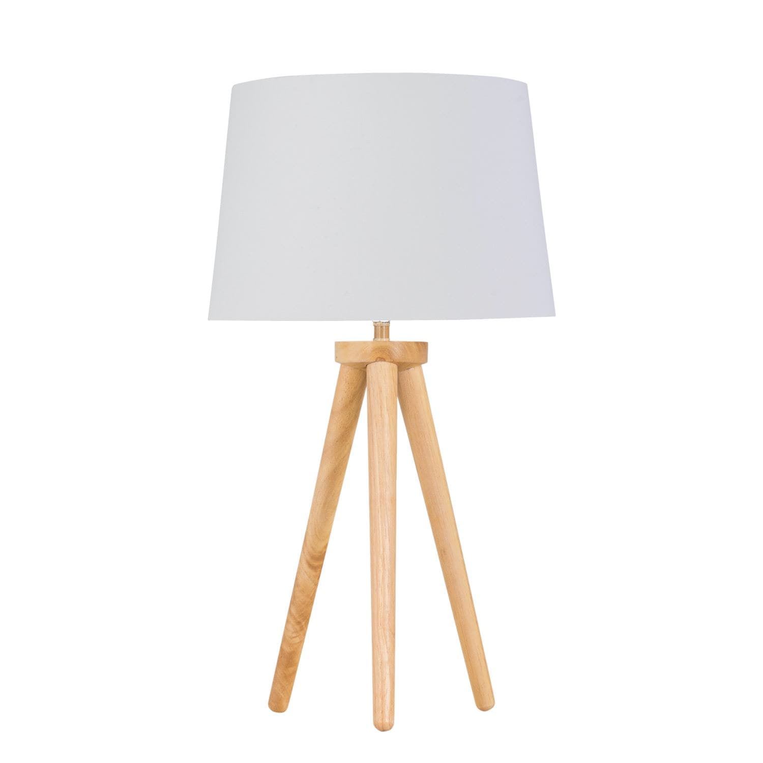 First Choice Lighting Voyage - Light Oak Table Lamp or Bedside Light with White & Gold Shade in Brown