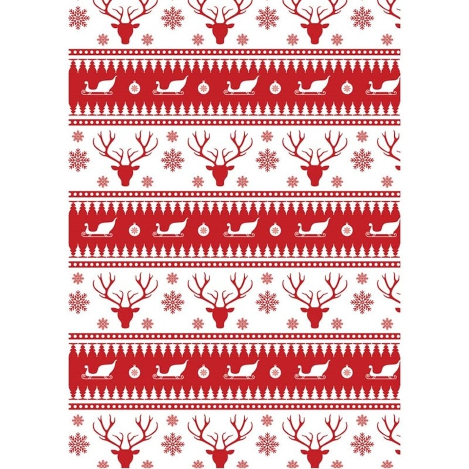 image 1 of Pack of 4 4m Red and White Scandi Design Christmas Gift Wrap Rolls
