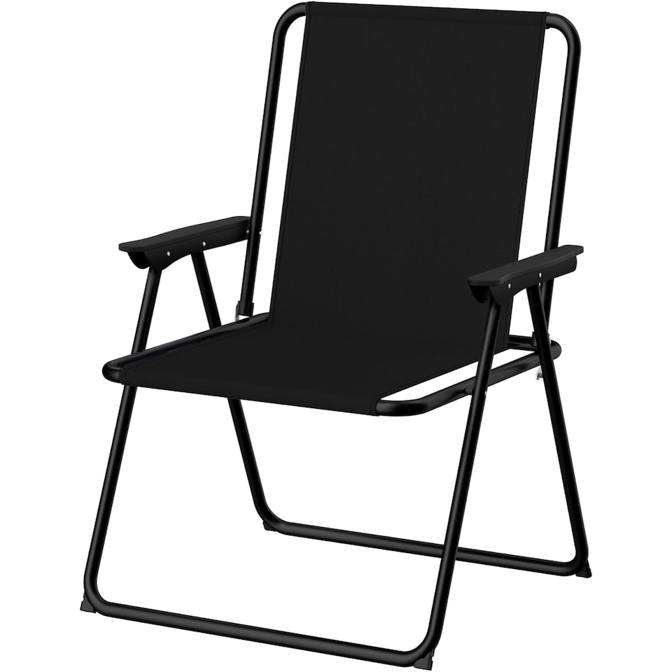 image 1 of 2 Pack Folding Beach Deck Chair with Armrests Portable Camping Garden Picnic | Black