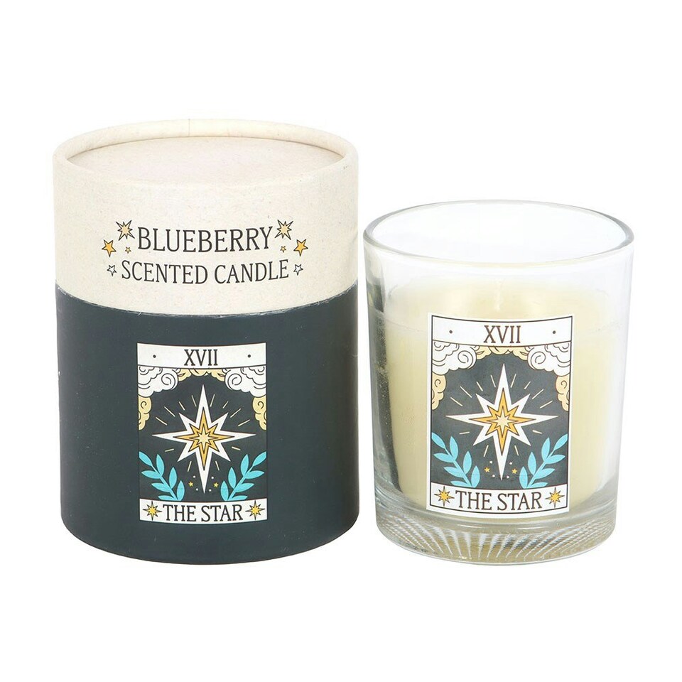 image 1 of The Star Vintage Tarot Blueberry Candle White