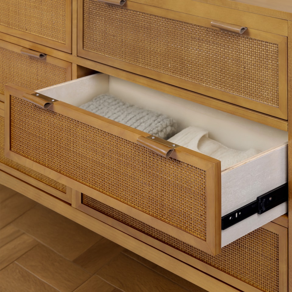 image 1 of Teamson Home Hatteras Chest of Drawers 6 Drawer Bedroom Dresser, Natural