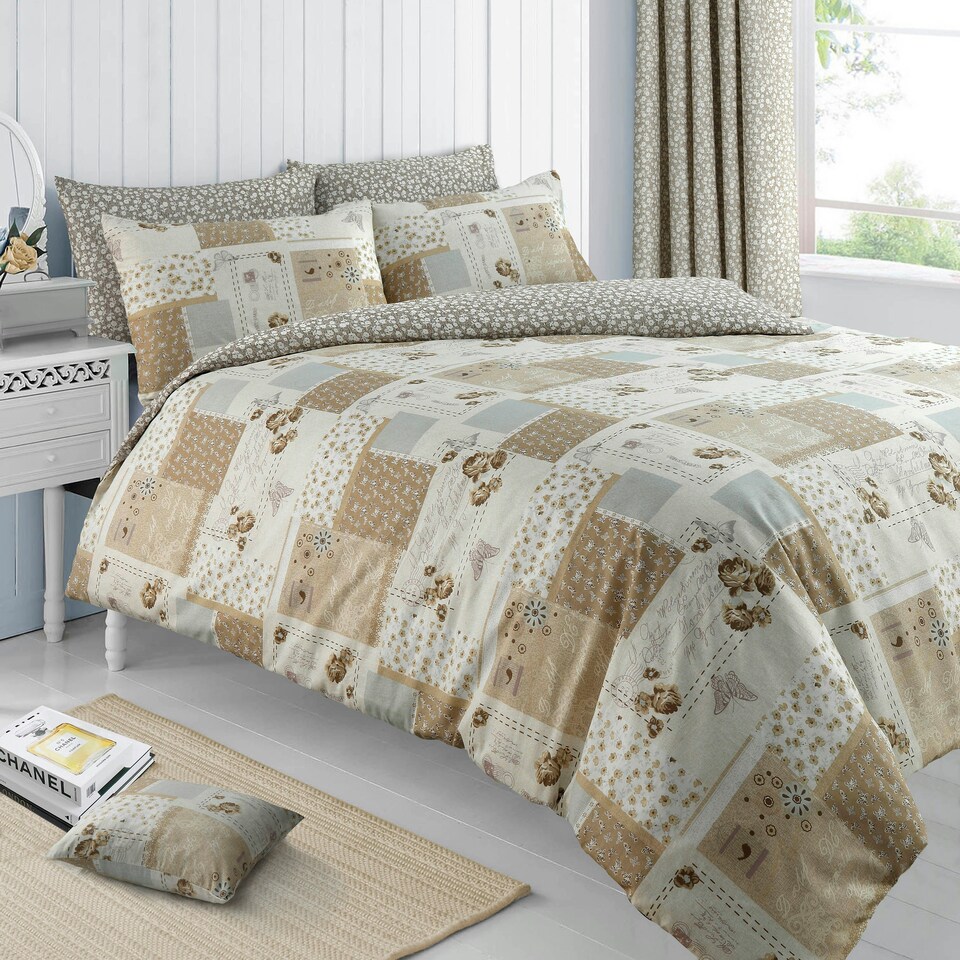 image 1 of Velosso Maya Printed Cotton Blend Duvet Cover and Pillowcase Set Grey | Double
