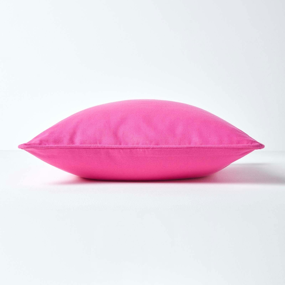 image 1 of Homescapes Cotton Plain Cerise Cushion Cover - 60 x 60 cm | Pink | Cerise | 60 x 60 cm