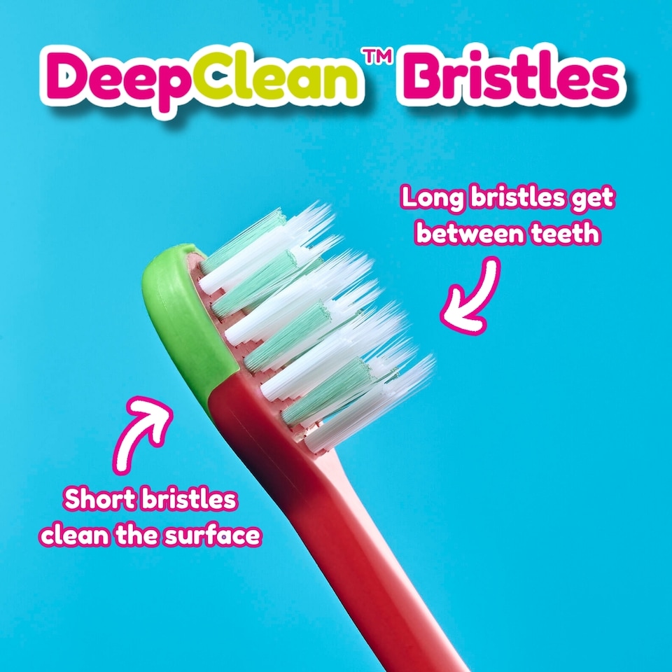 image 1 of Brush Baby Dinosaur FlossBrush™ Bristles Toothbrushes Double Pack (3-6 Years)