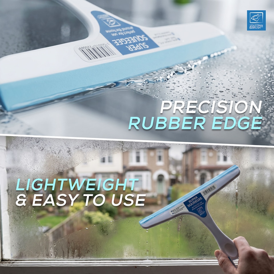 image 1 of Glass Cleaning Window Squeegee with Rubber Blade Easy Grip Handle
