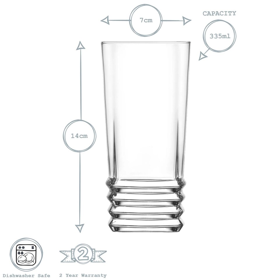 image 1 of LAV Elegan Highball Glasses - 370ml - Clear - Pack of 6 | Clear | Clear