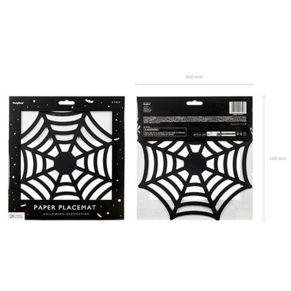 image 1 of Spider Web Black Halloween Paper Table Placemats - Pack of 4 Black