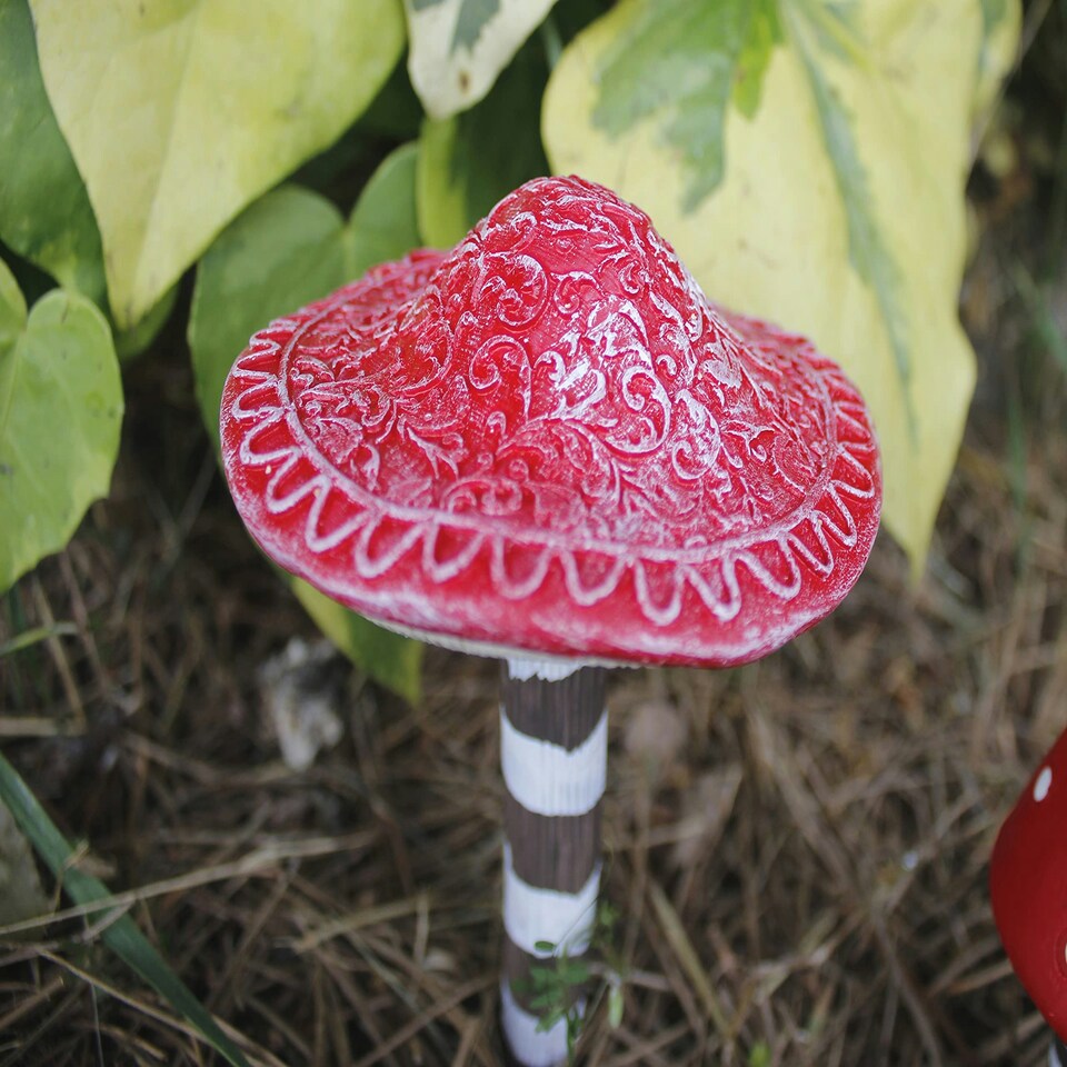 image 1 of Marco Paul Set Of 4 Red Mushroom Garden Ornaments