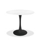 image 1 of Bentley Designs - Mason White Sintered Stone Circular Dining Table With Black Sand Powder Coated Base