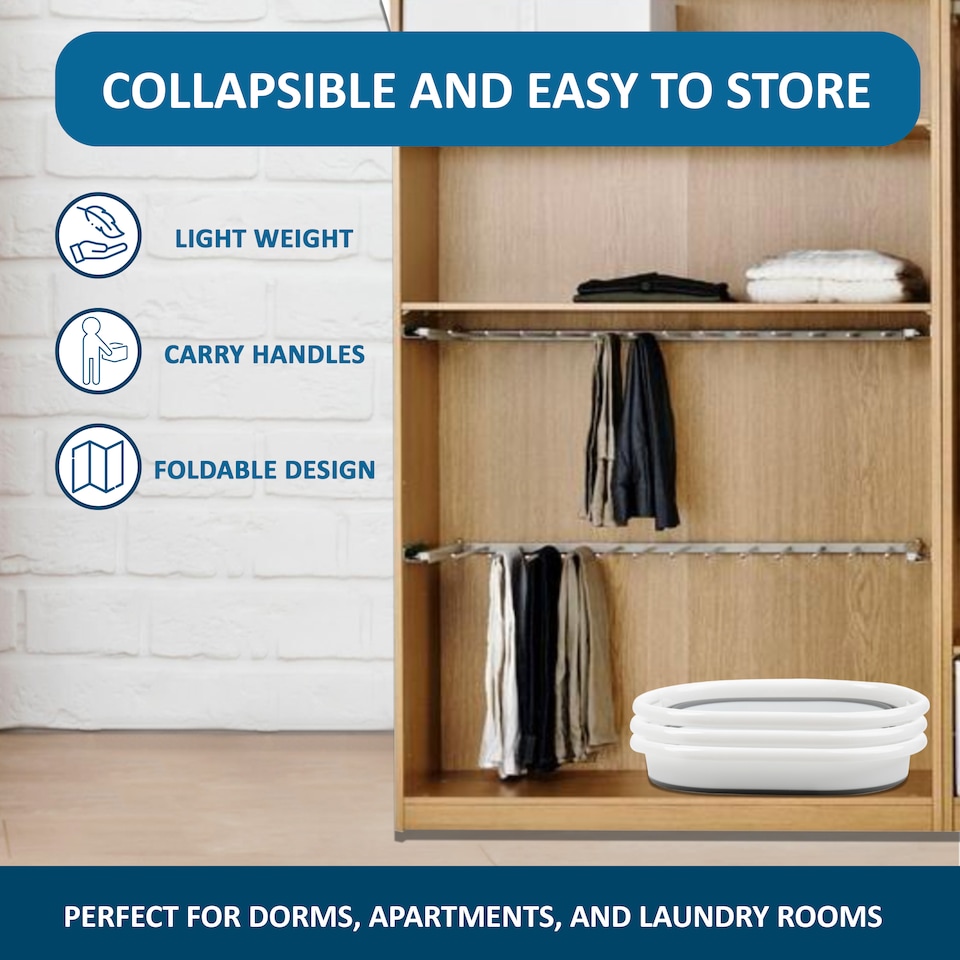 image 1 of Crystals Large Collapsible Fold Able Laundry Basket Pop Up Clothing Washing Storage For Bedrooms Laundry Room Bathroom (Oval Grey) | Grey | white