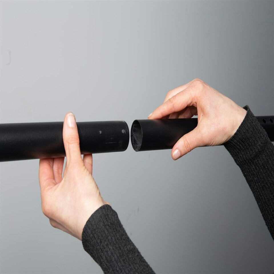 image 1 of Telescopic Double Rail Clothes Wardrobe Organise Hanging Rack Adjustable Storage Black Black | One Size