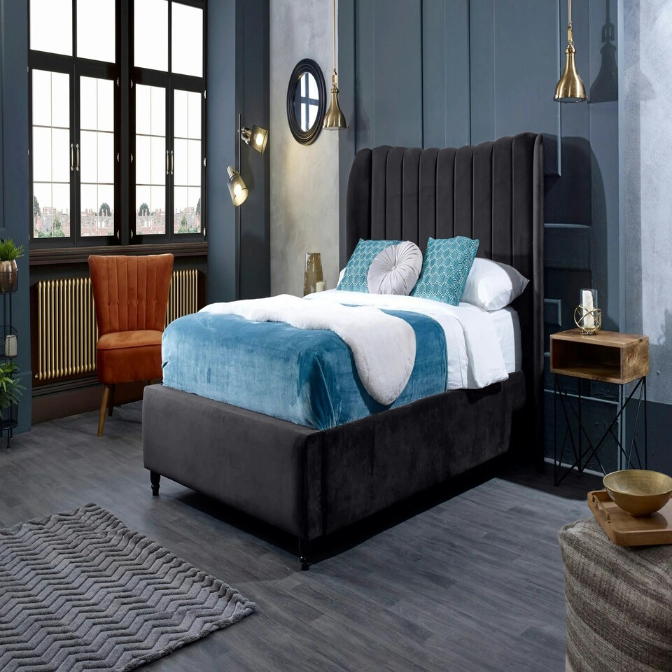image 1 of Carli Plush Steel Super King Bed Frame - Steel
