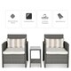 image 3 of Outsunny 3 Pieces Rattan Bistro Set, Wicker Garden Furniture Set, Glass Top 2 tier Coffee Table and Chairs Set with Pillows and Washable Cushions for Outdoor, Patio, Balcony, Light Grey