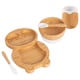 image 1 of Tiny Dining 5pc Bamboo Suction Feeding Set - Penguin/White - Divided Non-Slip Bamboo Baby Self-Feeding Dining Weaning Set